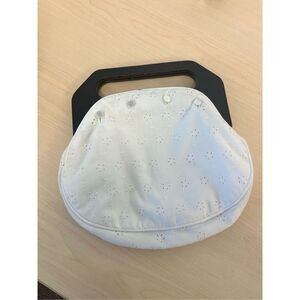 Vintage Jeanne Bouchever White Eyelet Flower Preppy Changable Bag Purse